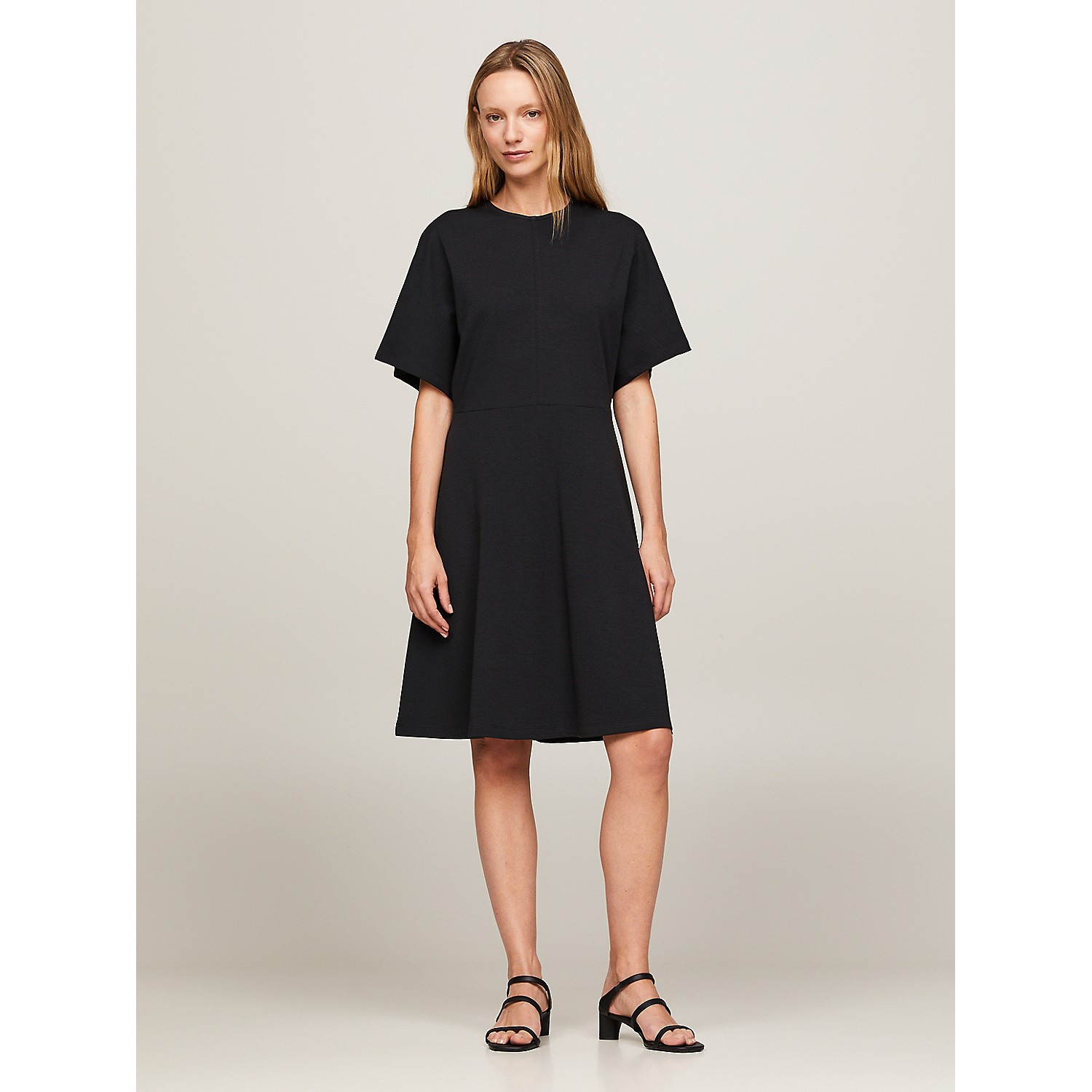 TOMMY HILFIGER Solid Short-Sleeve Fit And Flare Dress